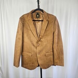 Platini Western Embroidered Faux Suede Blazer Statement Cowboy Rodeo XL